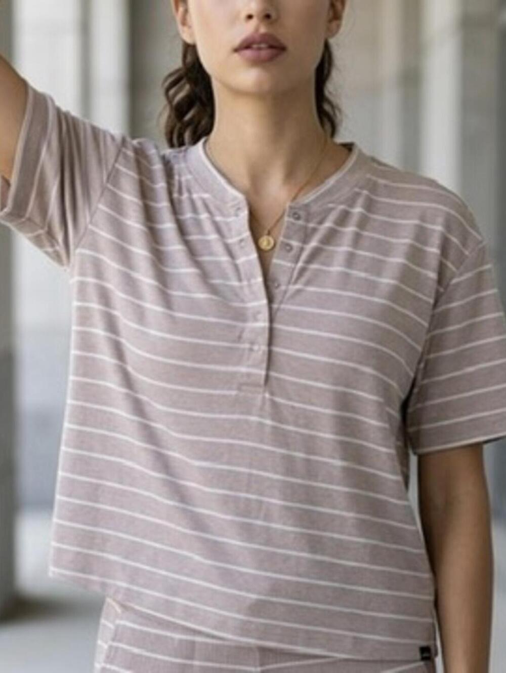 Prana Sol Searcher Henley Top - Women's Stripped Size M SPF 50+